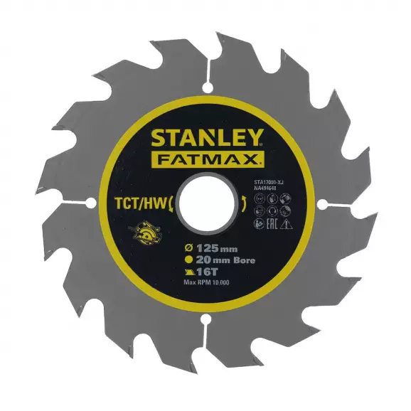 Диск с твърдосплавни пластини STANLEY FatMax 125/20 Z=16, за дървесина