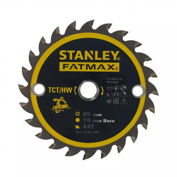 Диск с твърдосплавни пластини STANLEY FatMax 85/10 Z=44, за дървесина