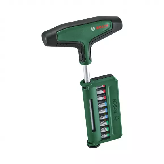Отвертка Т-образна с накрайници BOSCH 19части, PH, PZ, TX, шестостен, с магнит