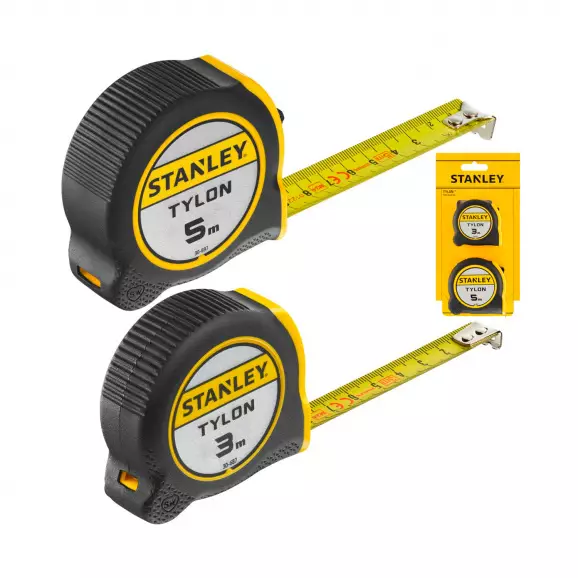 Ролетка пластмасов корпус STANLEY TYLON 3 x 13мм/5м х 19мм 2броя, гумирана, EC-клас 2
