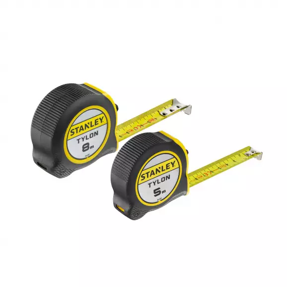Ролетка пластмасов корпус STANLEY TYLON 5 x 19мм/8м х 25мм, гумирана, EC-клас 2