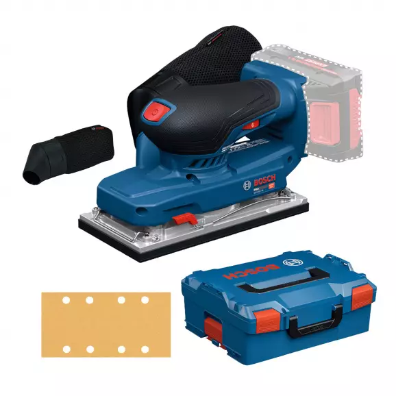 Шлайф вибрационен акумулаторен BOSCH GSS18V-18 Solo L-Boxx, 18V, 2.0-6.0Ah, Li-Ion, 5000-10000об/мин, 92х182мм