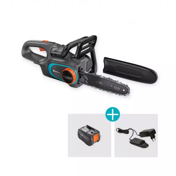 Трион верижен акумулаторен GARDENA PowerSaw 250/18V, 18V, 4.0Ah, Li-Ion, 25cм