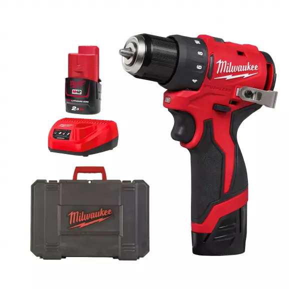 Акумулаторен винтоверт MILWAUKEE M12 BLDDRC-202C, 12V, 2.0Ah, Li-Ion, 40Nm