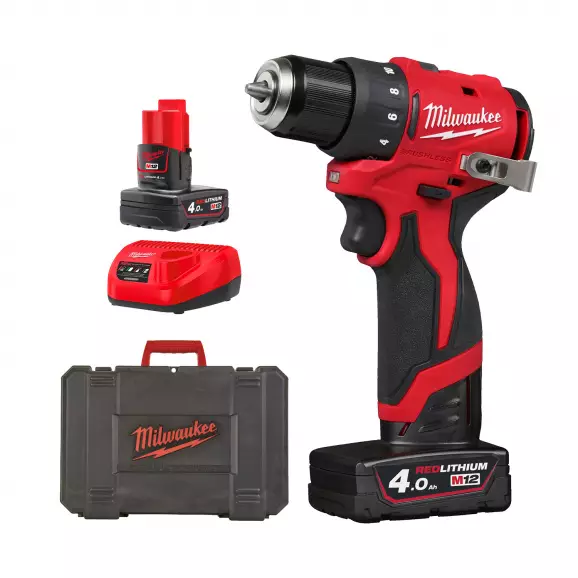Акумулаторен винтоверт MILWAUKEE M12 BLDDRC-402C, 12V, 4.0Ah, Li-Ion, 40Nm