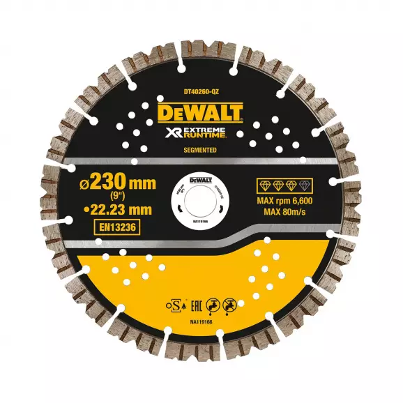 Диск диамантен DEWALT EXTREME 230x22.23мм, за рязане на бетон