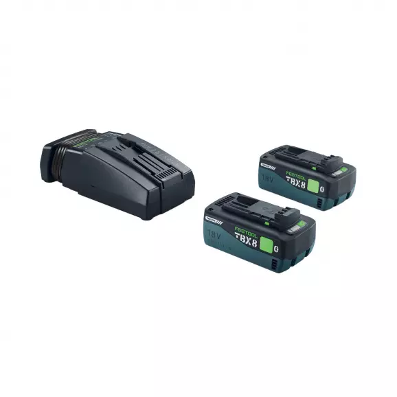 Комплект батерии и зарядно устройство FESTOOL 18V 2xTBX8/SCA16, 18V, 8.0Ah, Li-Ion, Bluetooth