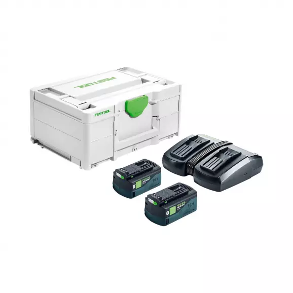 Комплект батерии и зарядно устройство FESTOOL SYS 18V 2xHP5.0/TCL6DUO, 18V, 5.0Ah, Li-Ion, Bluetooth