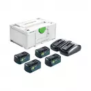 Комплект батерии и зарядно устройство FESTOOL SYS 18V 4xHP5.0/TCL6DUO, 18V, 5.0Ah, Li-Ion, Bluetooth - small