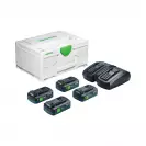 Комплект батерии и зарядно устройство FESTOOL SYS 18V 4xTBX4/TCL6DUO, 18V, 4.0Ah, Li-Ion, Bluetooth - small
