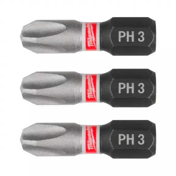 Накрайник кръстат MILWAUKEE Shockwave Impact Duty PH 3x25мм 3броя, C6.3