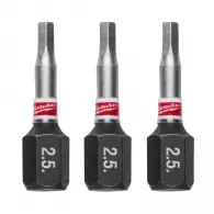 Накрайник шестограм MILWAUKEE Shockwave Impact Duty 2.5x25мм 3бр., C6.3