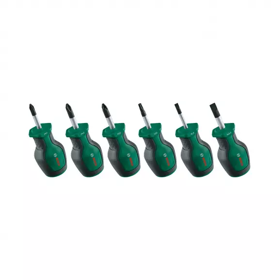 Отвертки комплект BOSCH 6части, PH, PZ, TX, SB, двукомпонентна дръжка