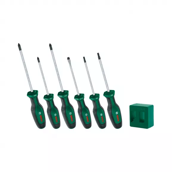 Отвертки комплект BOSCH 6части, PH, SB, TX, двукомпонентна дръжка