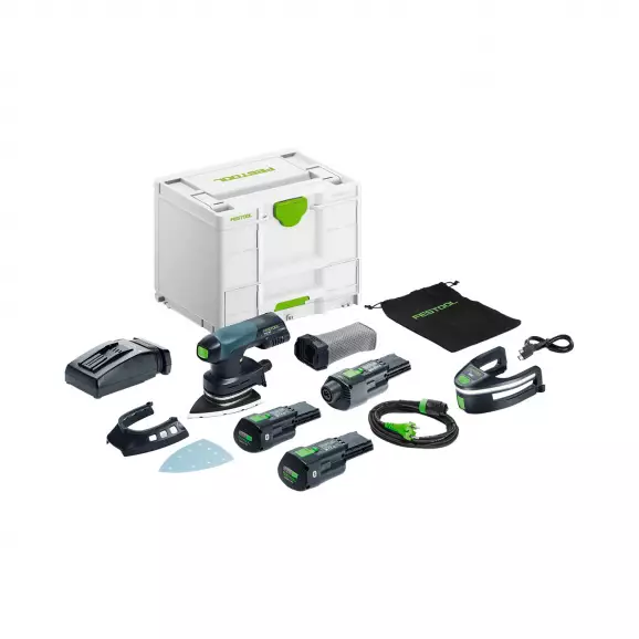Шлайф вибрационен акумулаторен FESTOOL DTSC 400 3,0 I-Set, 18V, 3.0Ah, Li-Ion, 6000-10000об/мин, 100х150мм