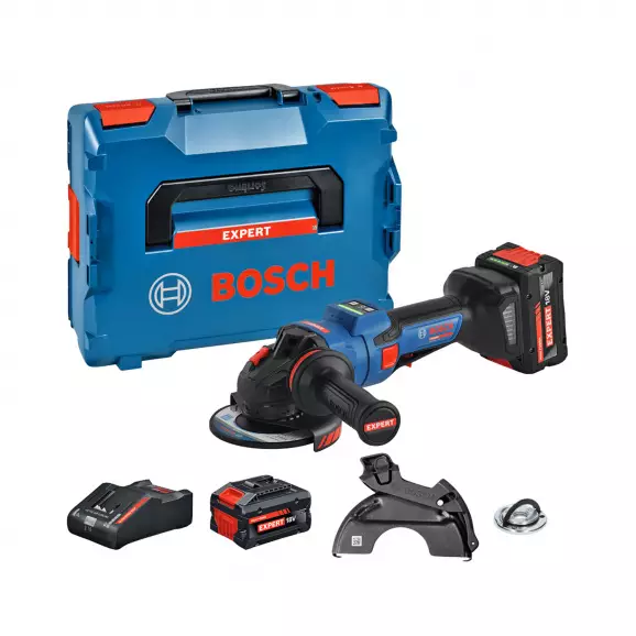 Акумулаторен ъглошлайф BOSCH EXPERT EXWS18V-15PS, 18V, 8.0Ah, Li-Ion, ф125мм, безчетков