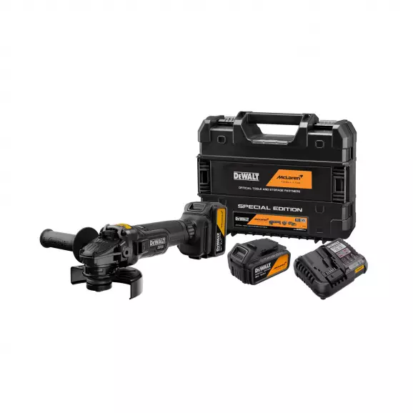 Акумулаторен ъглошлайф DEWALT McLaren DCG45MP2T, 18V, 5.0Ah, Li-Ion, ф125мм, безчетков