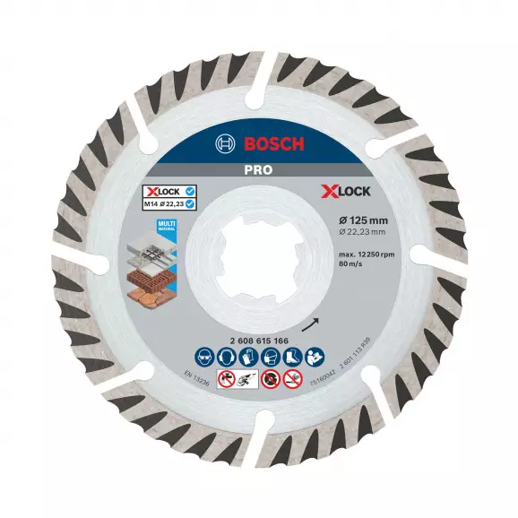 Диск диамантен BOSCH PRO Multi Material 125x10x22.23мм 2бр., за бетон, армиран бетон, зидария, за рязане