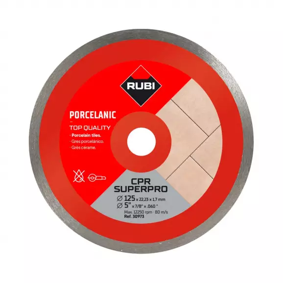 Диск диамантен RUBI CPR SuperPro 125x1.7x22.23мм, за керамика и порцелан, сухо рязане