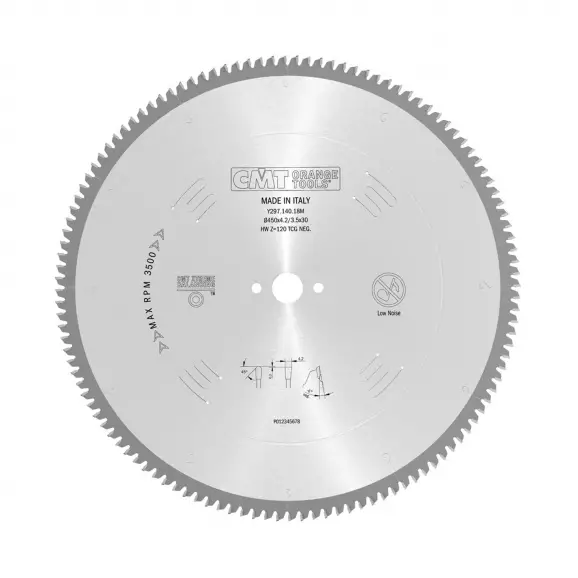 Диск с твърдосплавни пластини CMT 450/4.2/30 Z=140, за рязане на алуминий, месинг, ПВЦ, ПДЧ и МДФ