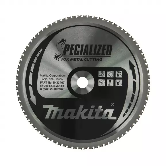 Диск с твърдосплавни пластини MAKITA SPECIALIZED 305/2.3/25.4 Z=78, за рязане на метал