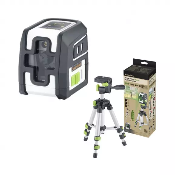 Линеен лазерен нивелир LASERLINER SmartCross-Laser GX Work Set, 2 лазерни линии, точност 3mm/10m, автоматично