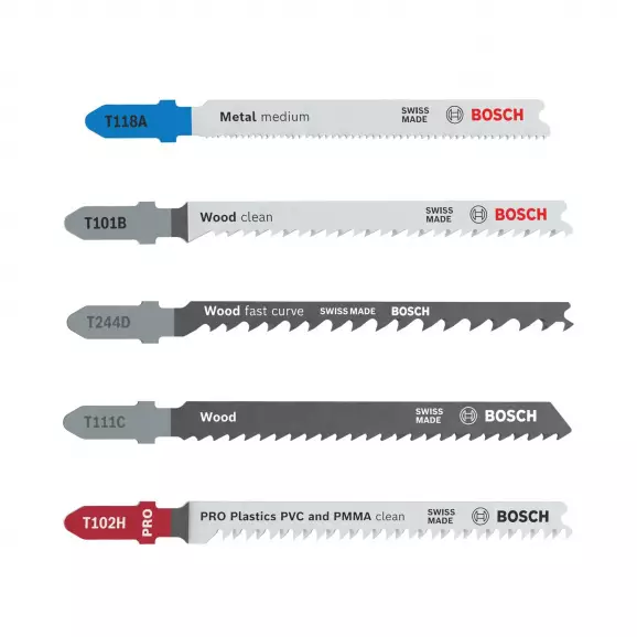 Нож за прободен трион комплект BOSCH Multi Material 5бр, за дърво, пластмаса и метал, Т-захват