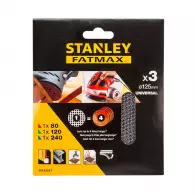 Шкурка велкро мрежеста STANLEY 125мм G80/G120/G240 3 броя