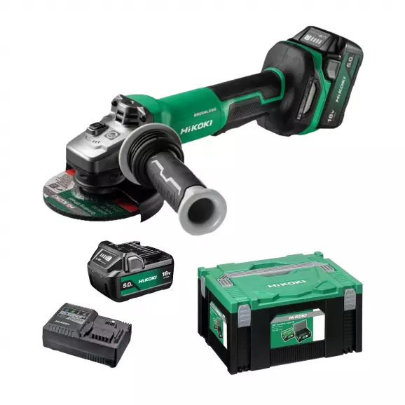 Акумулаторен ъглошлайф HITACHI/HIKOKI G1813DVE-WQZ, 18V, 5.0Ah, Li-Ion, ф125мм, безчетков