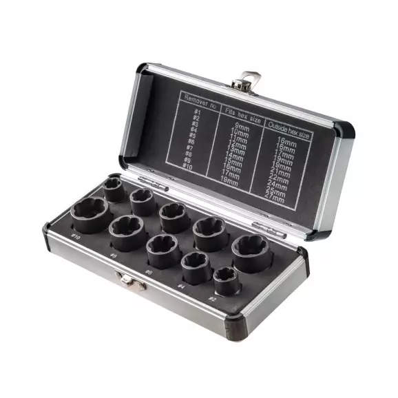 Комплект екстрактори TOPMASTER 9-19мм 10части, хром-молибденова