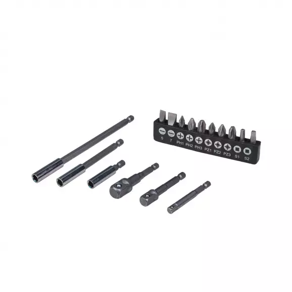 Комплект накрайници TOPMASTER 16части, PH, PZ, SB, шестостен, с магнитен държач