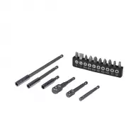 Комплект накрайници TOPMASTER 16части, PH, PZ, SB, шестостен, с магнитен държач