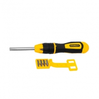 Отвертка с накрайници STANLEY MULTIBIT 260мм 10части, с тресчотка и магнит, PH, PZ, SB, TX, квадрат, двукомпонентна дръжка