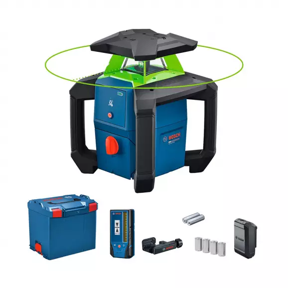 Ротационен лазерен нивелир BOSCH PRO GRL18V-3-31G, зелен лазер клас 3R, обхват 300m, точност 1.5mm/30m, автоматично