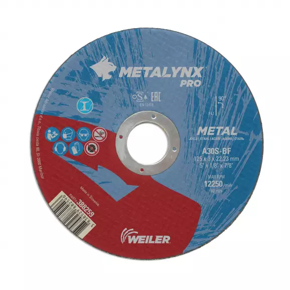 Диск карбофлексов WEILER METALYNX PRO 125x3.0x22.23мм, за рязане на метал