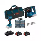 Акумулаторен комплект BOSCH GBH 18V-22 + GSR 18V-45, 18V, 4.0Ah, Li-Ion + К-т свредла за метал Bosch HSS-G, 1.5-6.5 мм, 13ч - small