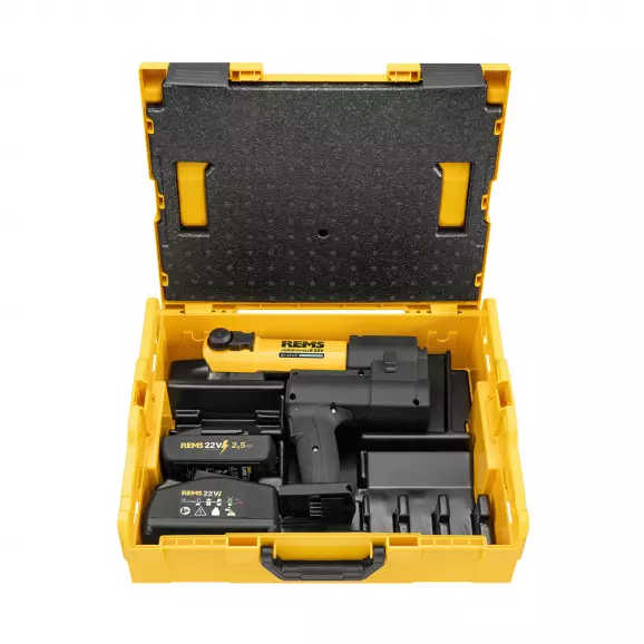 Акумулаторна радиална преса REMS Akku-Press E 22V ACC Basic-Pack L-Boxx, 21.6V, 2.5Ah, Li-Ion, ф10-108мм