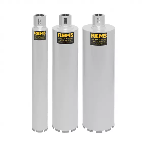 Боркорона с диамантени сегменти REMS UDKB LS 62-82-132x420мм Set, за стоманобетон и зидария, захват UNC 1 1/4'', мокро пробиване