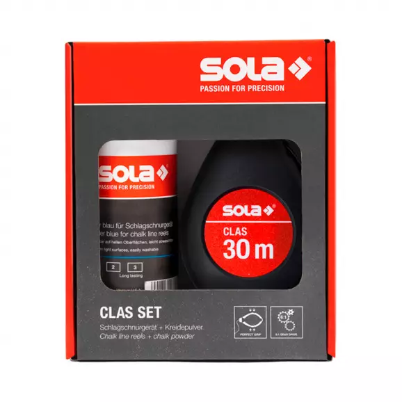 Чертилка зидарска комплект с боя SOLA CLAS SET B 30м, пластмасова, к-т със синя боя