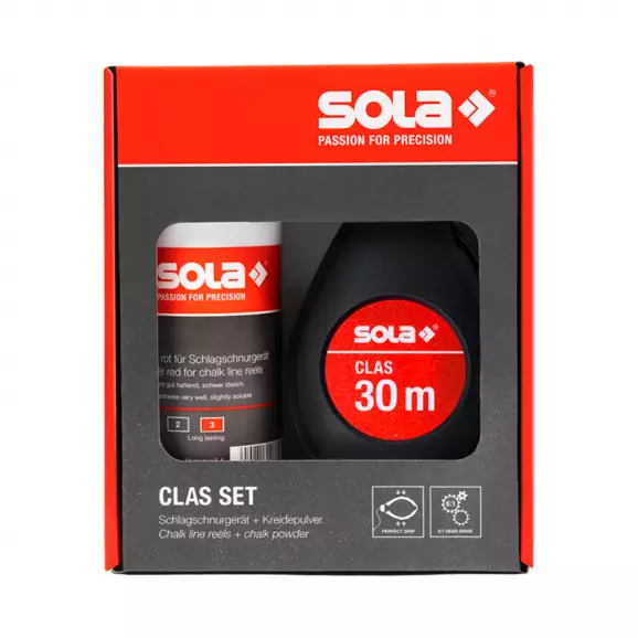 Чертилка зидарска комплект с боя SOLA CLAS SET R 30м, пластмасова, к-т със червена боя