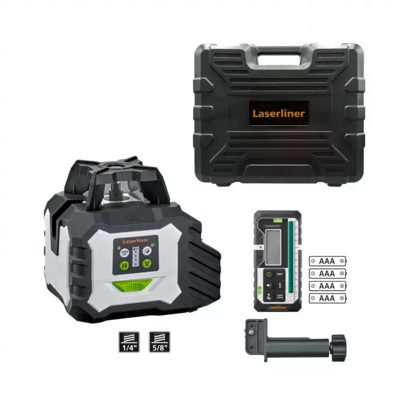 Линеен лазерен нивелир LASERLINER Duraplane GMX Multi-18V, 3 лазерни линии, точност 2mm/10m, автоматично