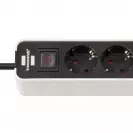 Разклонител BRENNENSTUHL 4гнезда/1.5м с ключ и 2 x USB C, с кабел 1.5м х 1.5мм2, бял/черен - small, 288873