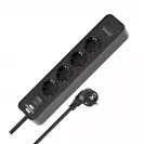 Разклонител BRENNENSTUHL 4гнезда/1.5м с ключ и 2 x USB C, с кабел 1.5м х 1.5мм2, черен - small