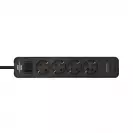 Разклонител BRENNENSTUHL 4гнезда/1.5м с ключ и 2 x USB C, с кабел 1.5м х 1.5мм2, черен - small, 288875