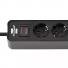 Разклонител BRENNENSTUHL 4гнезда/1.5м с ключ и 2 x USB C, с кабел 1.5м х 1.5мм2, черен - small, 288877