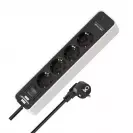 Разклонител BRENNENSTUHL 4гнезда/1.5м с ключ и 2 x USB C, с кабел 1.5м х 1.5мм2, бял/черен - small
