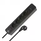 Разклонител BRENNENSTUHL 4гнезда/1.5м с ключ и USB A и 2 x USB C, с кабел 1.5м х 1.5мм2, черен - small