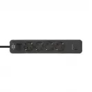 Разклонител BRENNENSTUHL 4гнезда/1.5м с ключ и USB A и 2 x USB C, с кабел 1.5м х 1.5мм2, черен - small, 289145