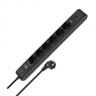 Разклонител BRENNENSTUHL 6гнезда/2.0м с ключ, USB C и USB A, с кабел 2.0м х 1.5мм2, черен