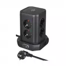 Разклонител BRENNENSTUHL 8гнезда/2.0м с ключ и 2 x USB A и 1 x USB C, с кабел 2.0м х 1.5мм2, черен - small